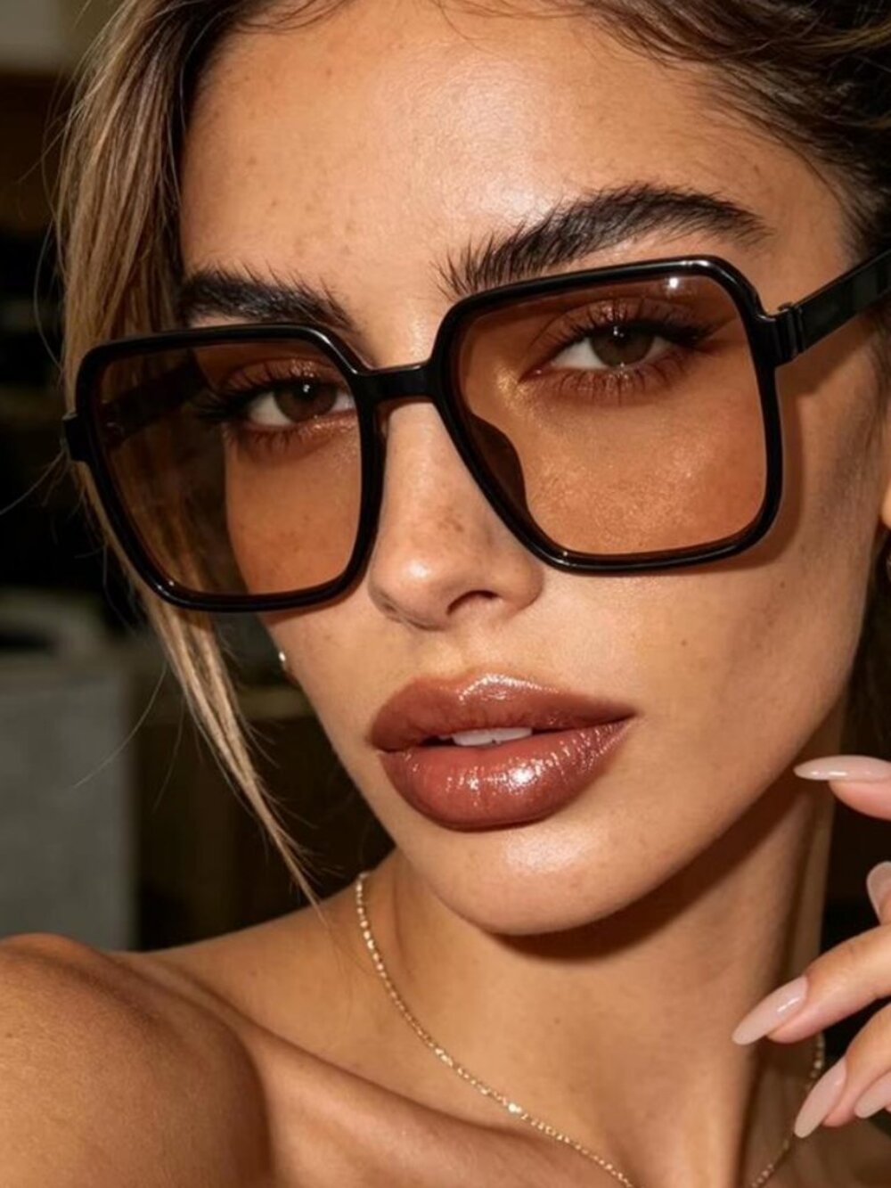 Retro Brown Large Square Sunglasses